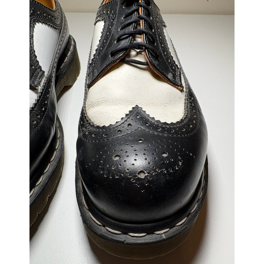 Dr. Martens England Rare Vintage Black White Brogue Oxfords Wingtips | Men's 9 - Picture 3 of 12